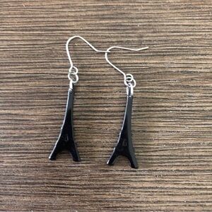 Black tower fishhook earrings